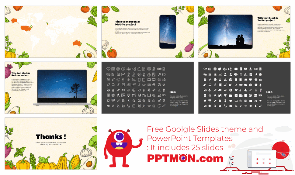 Vegetarian Healthy Food Free Google Slide PowerPoint Templates