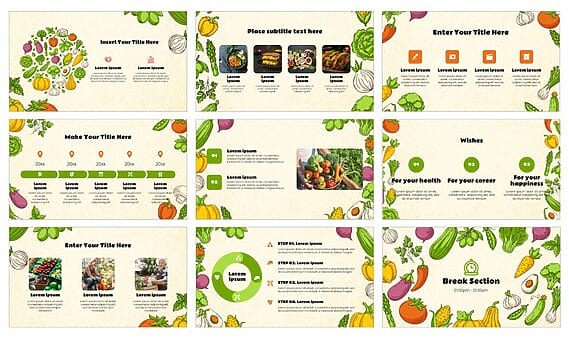 Vegetarian Healthy Food Free Google Slide PowerPoint Templates