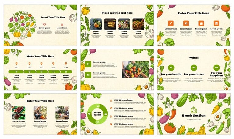 Vegetarian Healthy Food Free Google Slide PowerPoint Templates