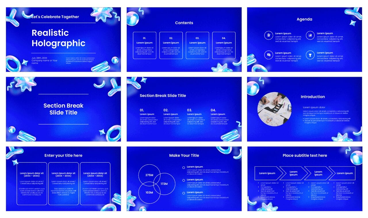 Realistic Holographic Google Slides Themes PowerPoint Templates