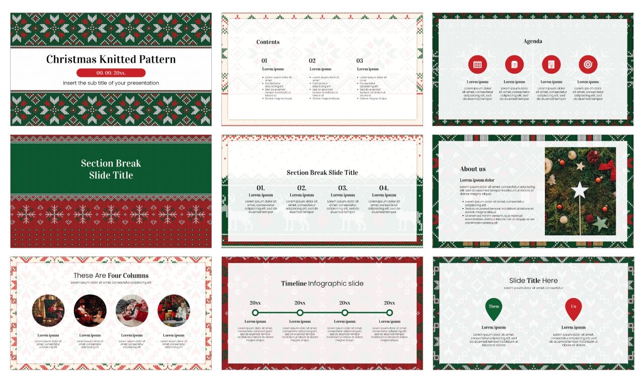Christmas Knitted Pattern Free Google Slides Themes PowerPoint Templates