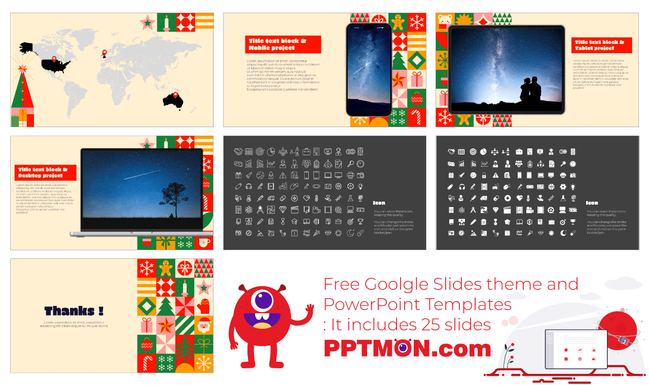 Christmas Pattern Google Slides Themes PowerPoint Templates