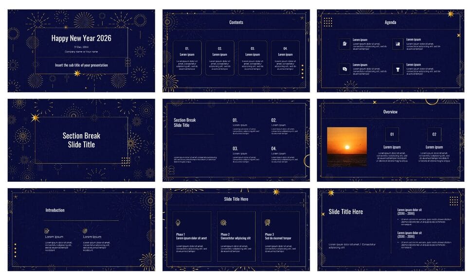 Happy New Year 2026 Google Slides Theme PowerPoint Template