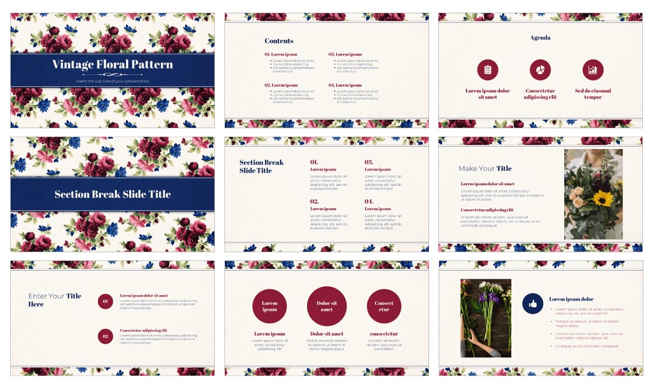 Vintage Floral Free Google Slides Themes PowerPoint Templates