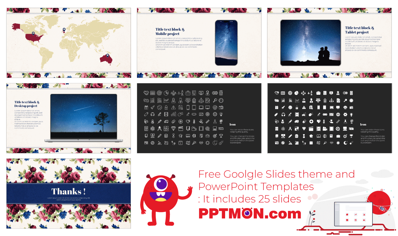 Vintage Floral Pattern Google Slides Themes and PowerPoint Templates
