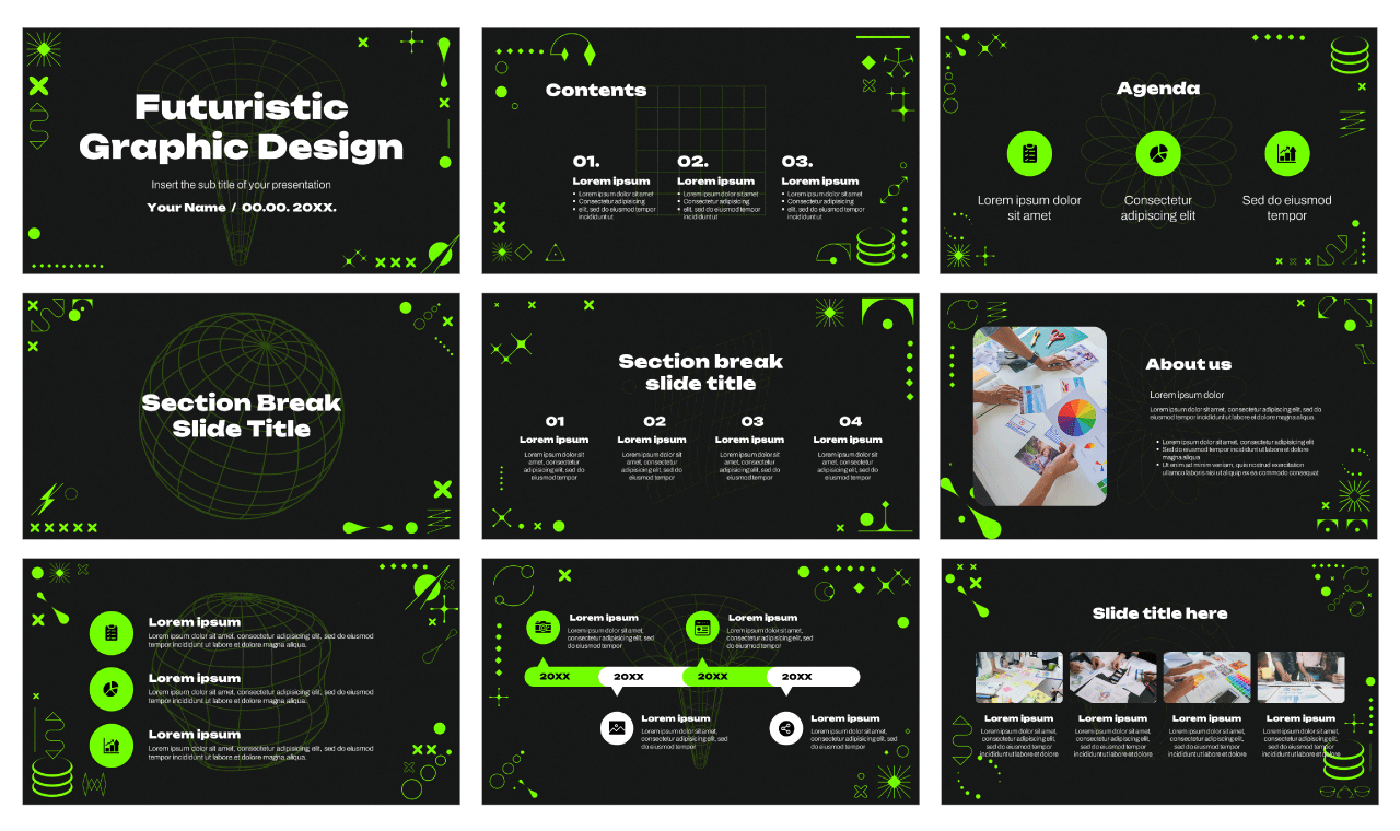 Futuristic Graphic Design Google Slides Themes PowerPoint Templates