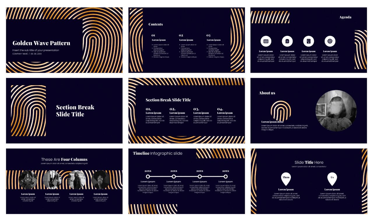 Gold Wave Pattern Free Google Slides Themes PowerPoint Templates