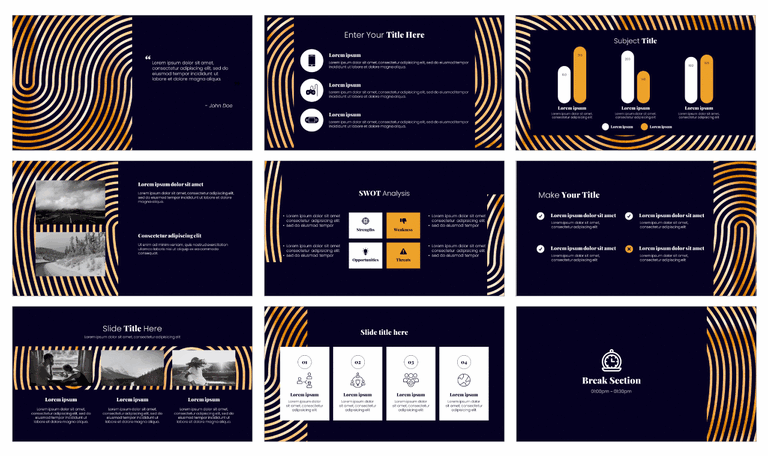 Golden Wave Pattern Google Slides Theme PowerPoint Templates
