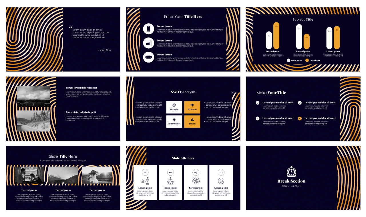 Golden Wave Pattern Google Slides Themes PowerPoint Templates