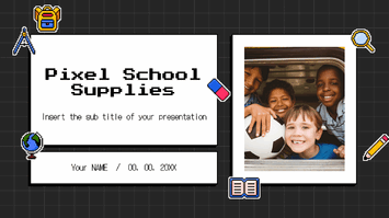 Pixel School Supplies Google Slides Themes PowerPoint Template