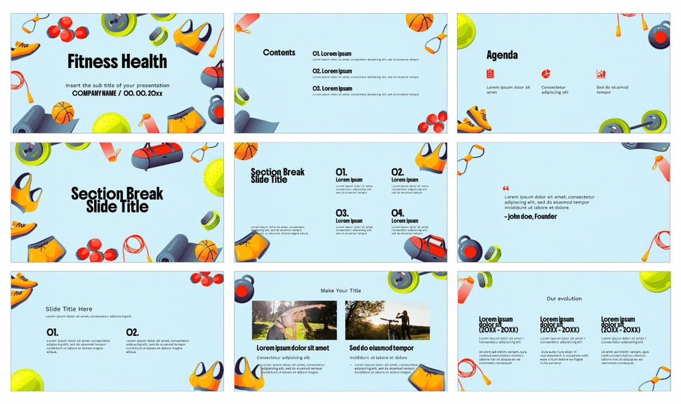 Fitness Health Free Presentation Templates - Google Slides PPT