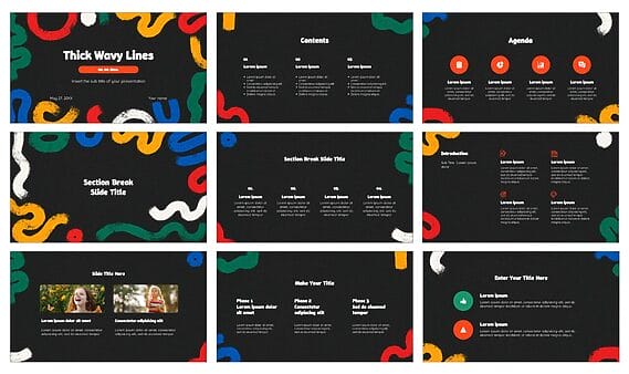 Thick Wavy Lines Google Slides Themes PowerPoint Templates