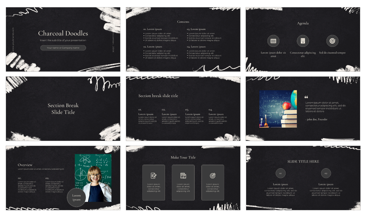 Charcoal Doodles Google Slides Themes PowerPoint Templates
