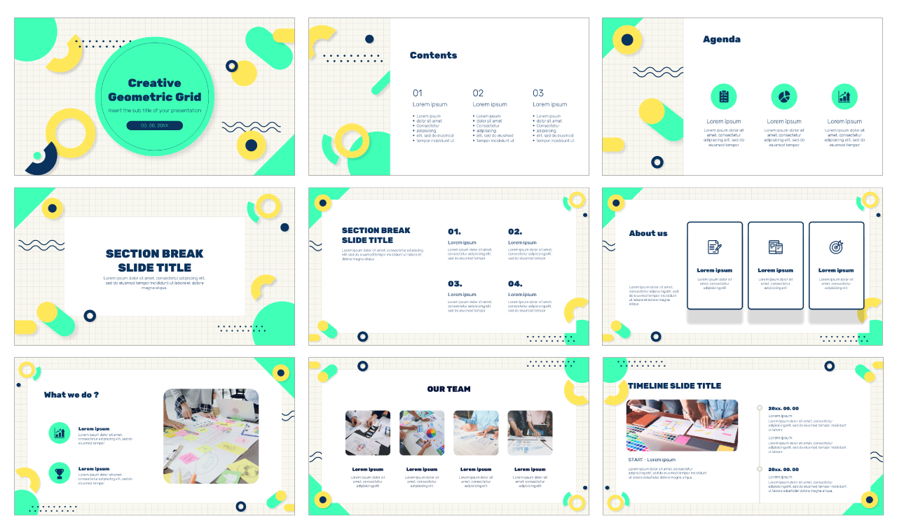 Creative Geometric Grid Google Slides Themes PowerPoint Templates