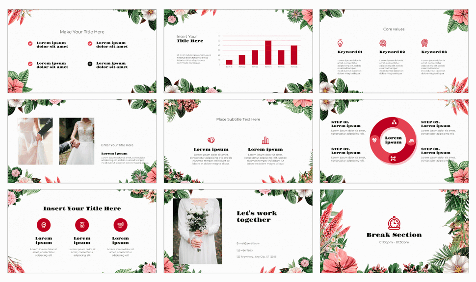 Floral Design Wedding Google Slides Theme PowerPoint Template