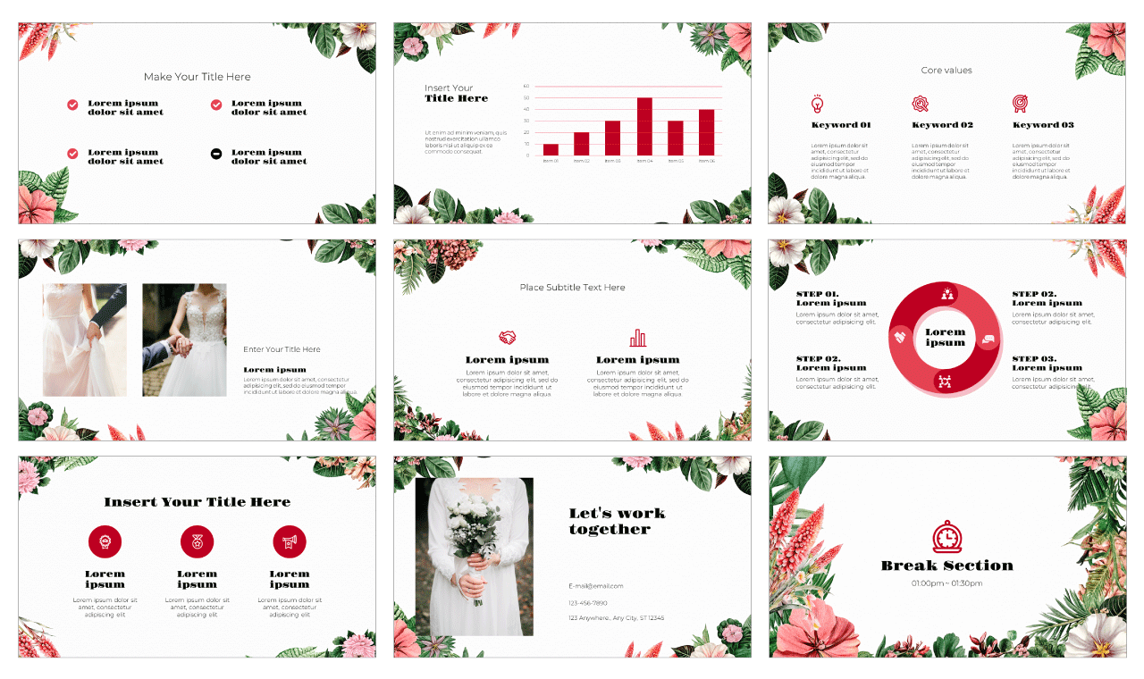 Floral Design Wedding Google Slides Theme PowerPoint Template
