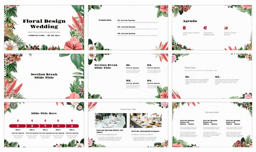 Floral Design Wedding Google Slides Theme PowerPoint Template
