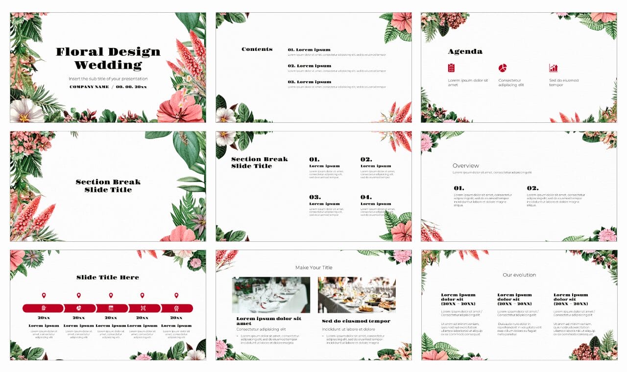 Floral Design Wedding Google Slides Themes PowerPoint Templates