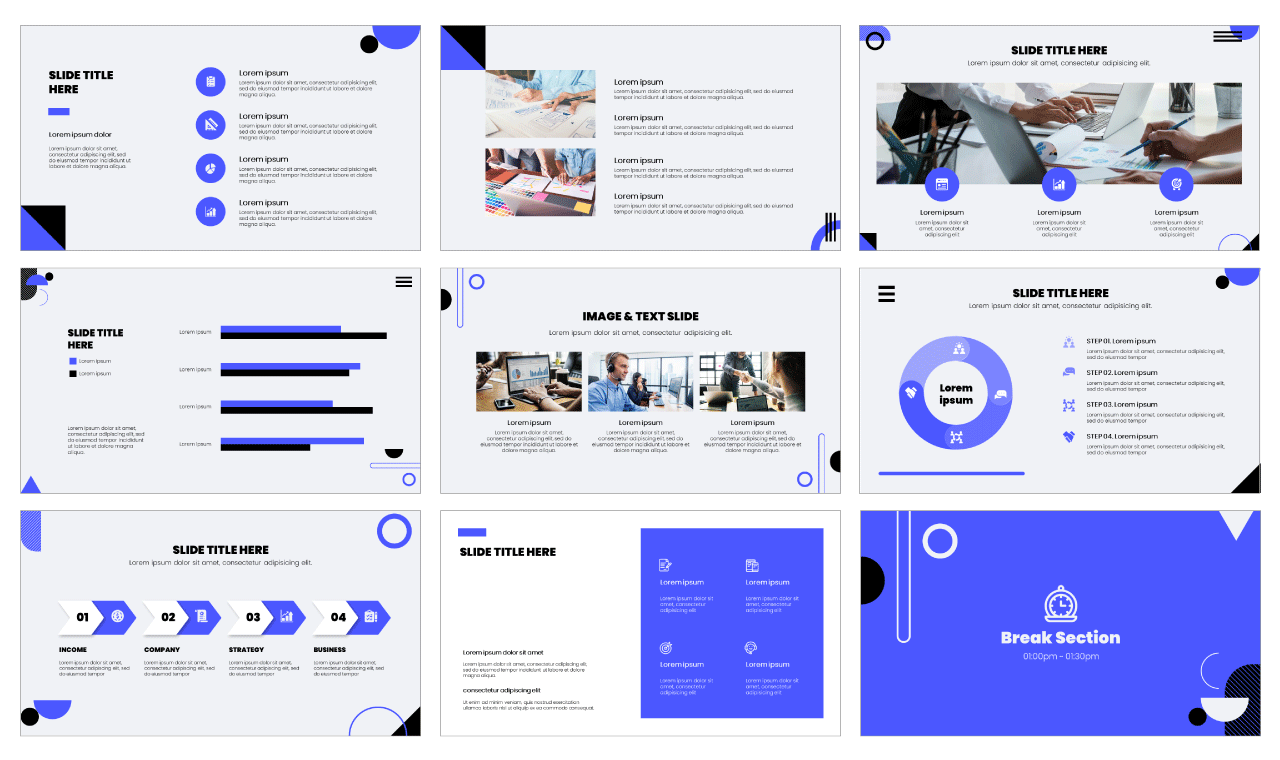 Geometric Black and Blue Free Google Slides Themes PowerPoint Templates