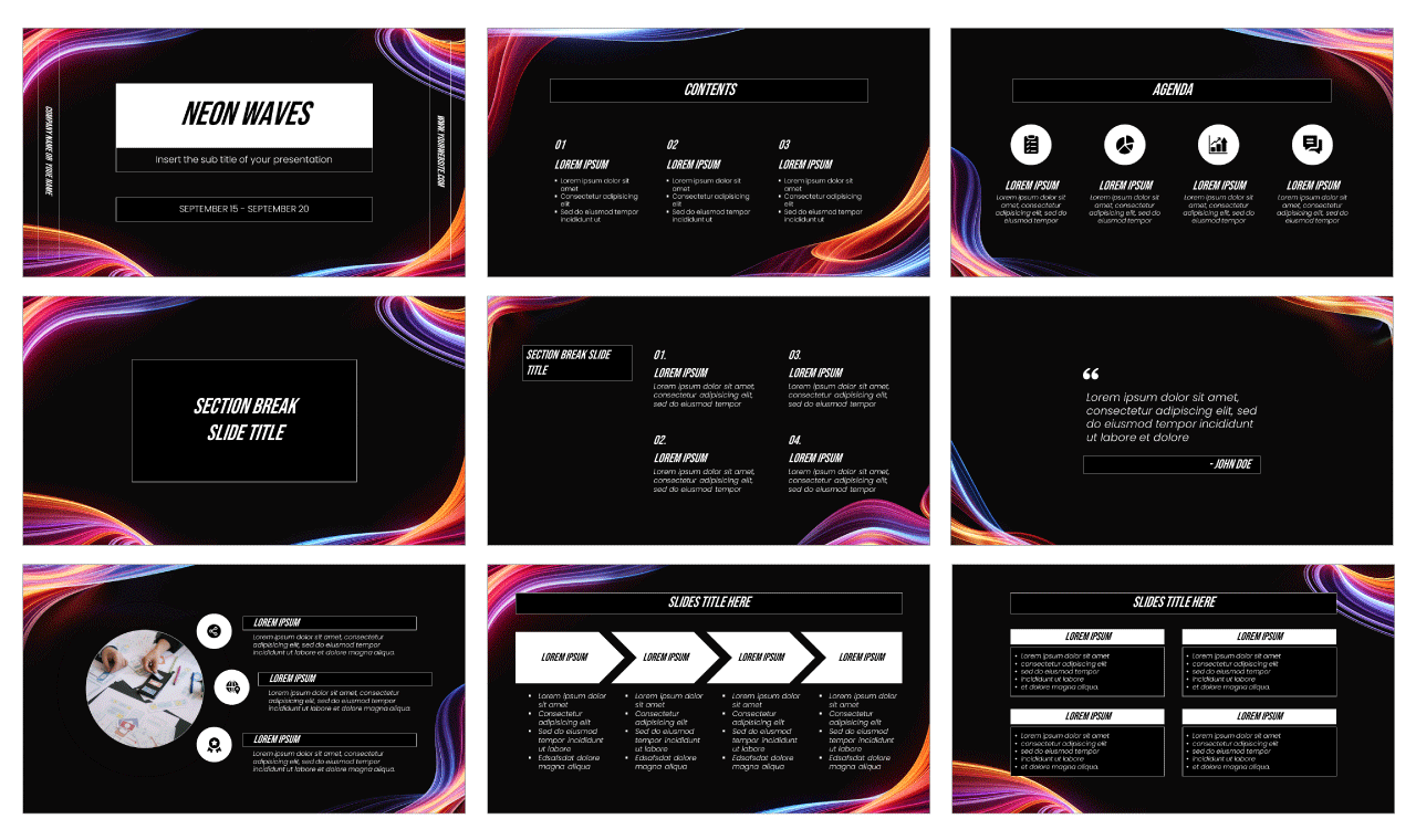 Neon Waves Google Slides Themes PowerPoint Templates