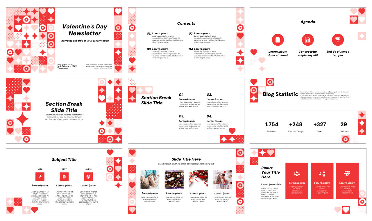Valentine's Day Newsletter Google Slides Themes PowerPoint Templates