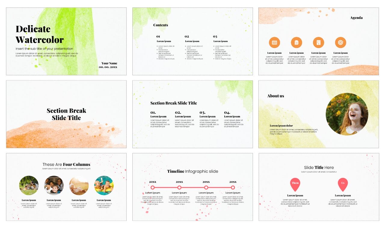 Delicate Watercolor Free Google Slides Theme PowerPoint Template