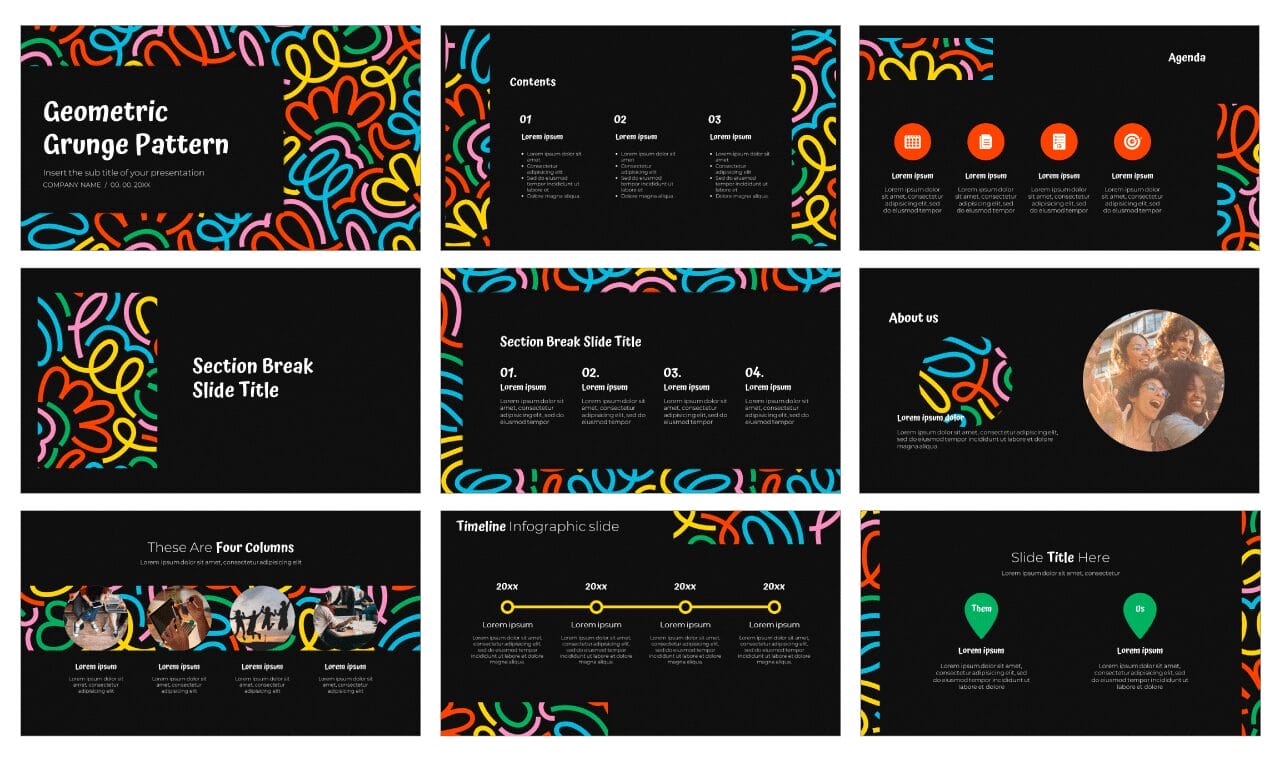 Geometric Grunge Pattern Google Slides Themes PowerPoint Templates