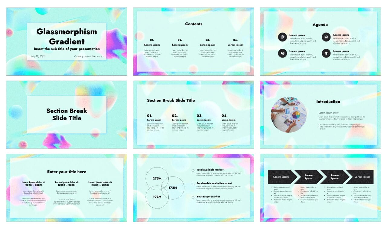 Glassmorphism Gradient Google Slides Themes PowerPoint Templates