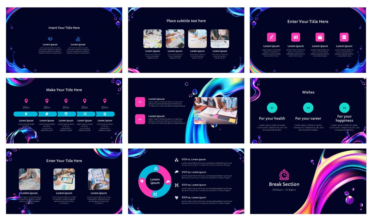 Holographic Liquid Free Google Slides Themes PowerPoint Templates
