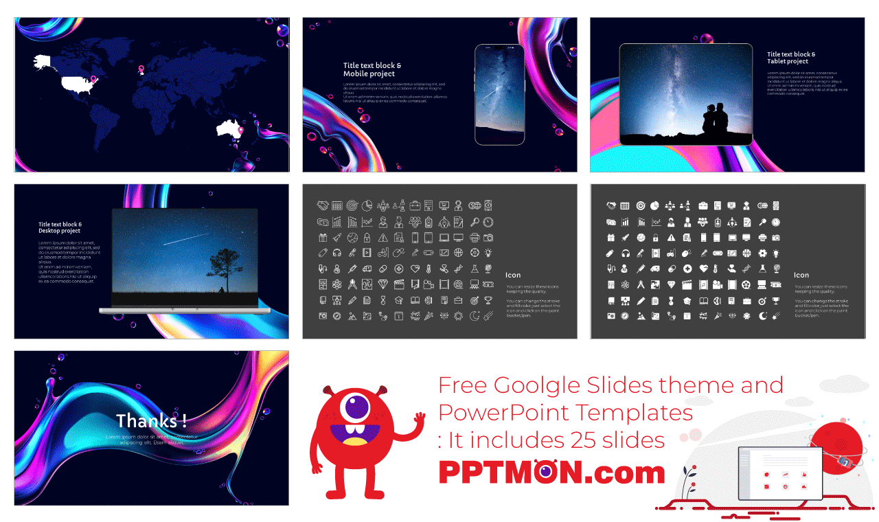 Holographic Liquid Google Slides Themes PowerPoint Templates