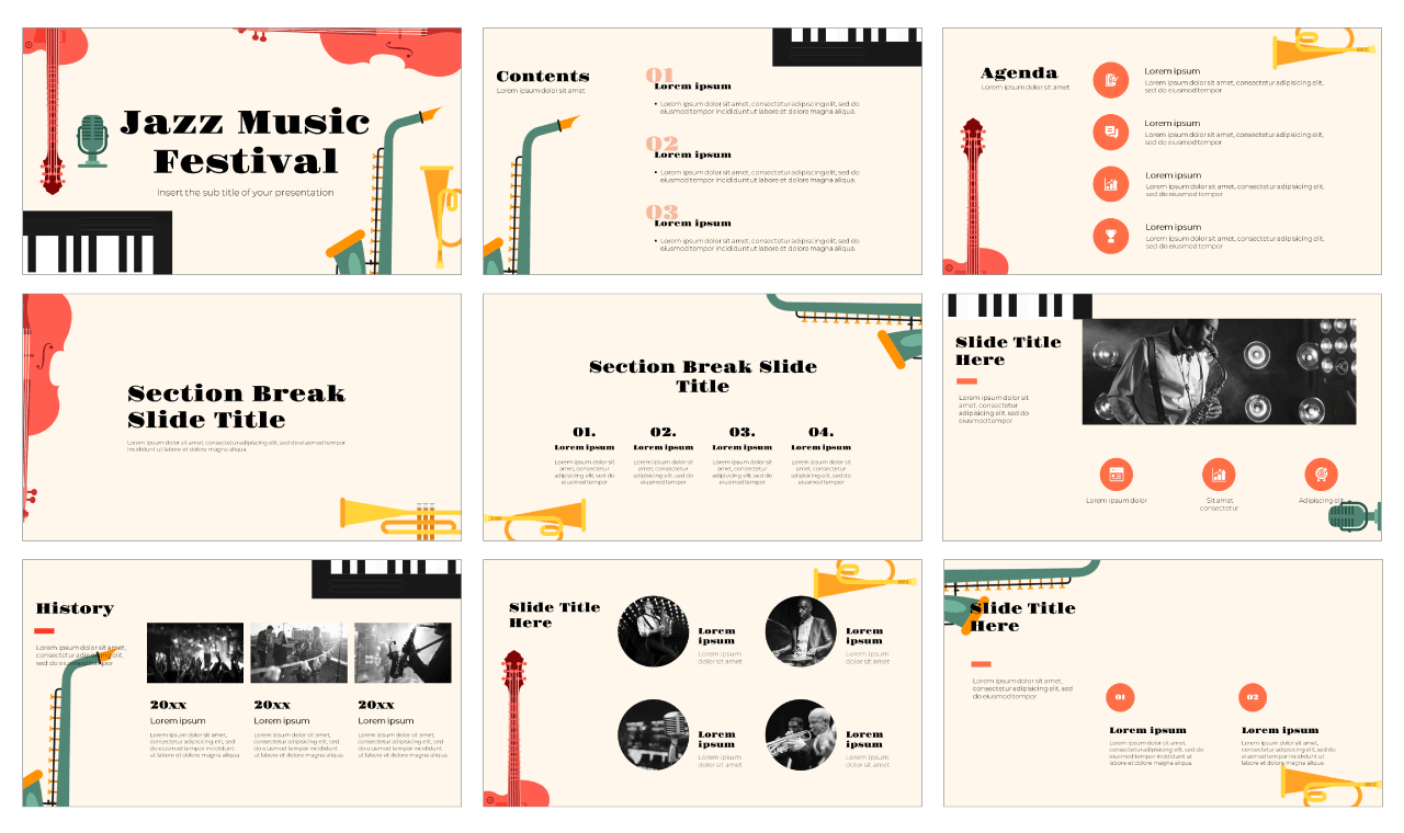 Jazz Festival Free Google Slides Themes PowerPoint Templates