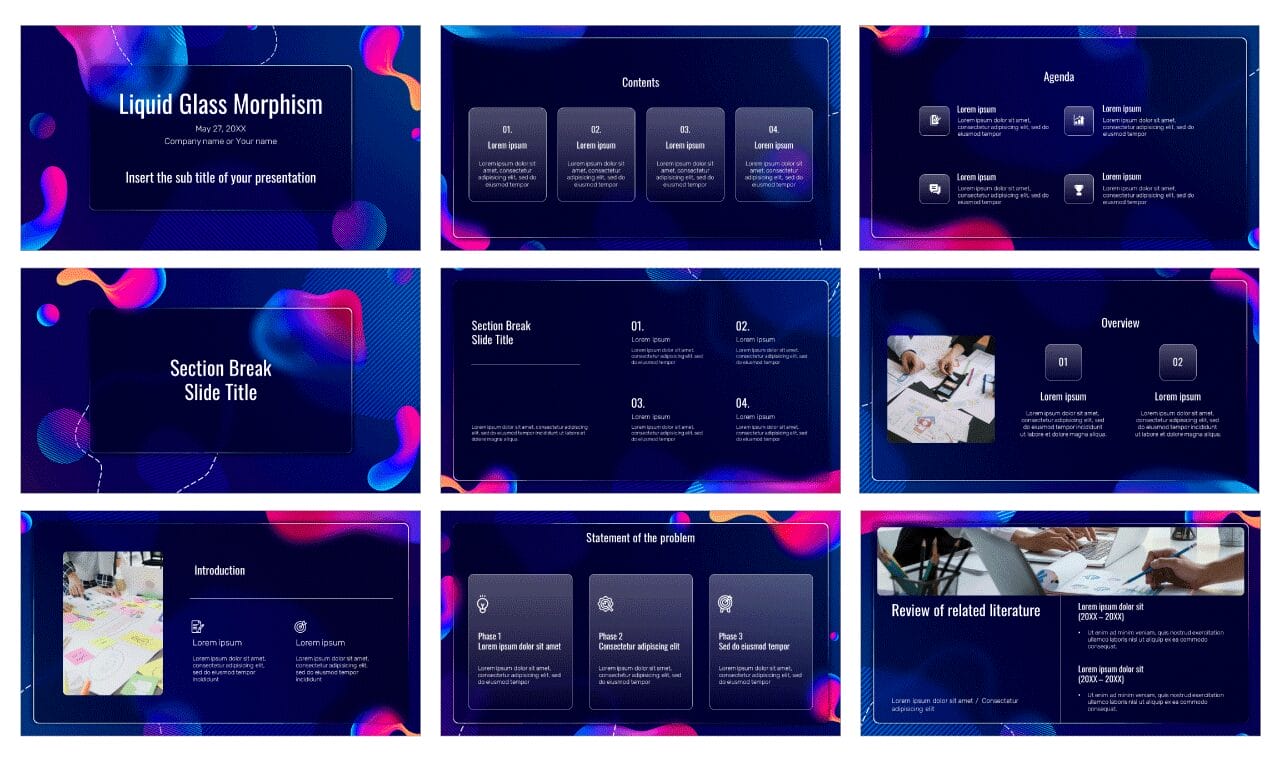 Liquid Glass Morphism Google Slides Themes PowerPoint Templates