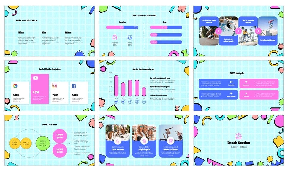 90s Geometric Newsletter Google Slides and PowerPoint Template