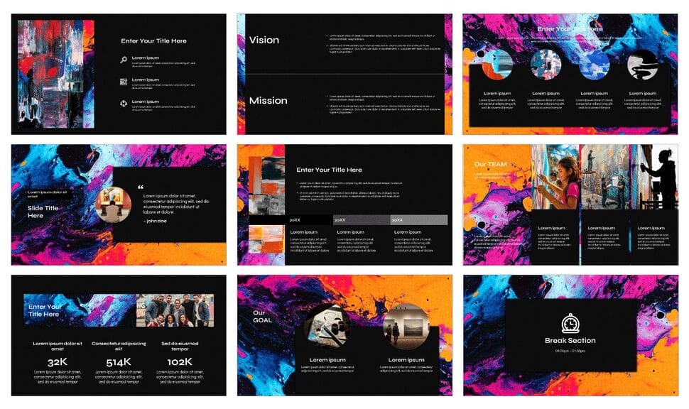 Abstract Paint Swirls Google Slides Themes PowerPoint Templates