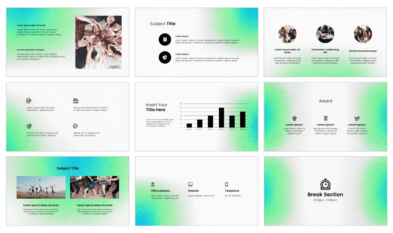 Blue Green Gradient Free Google Slides Themes PowerPoint Templates