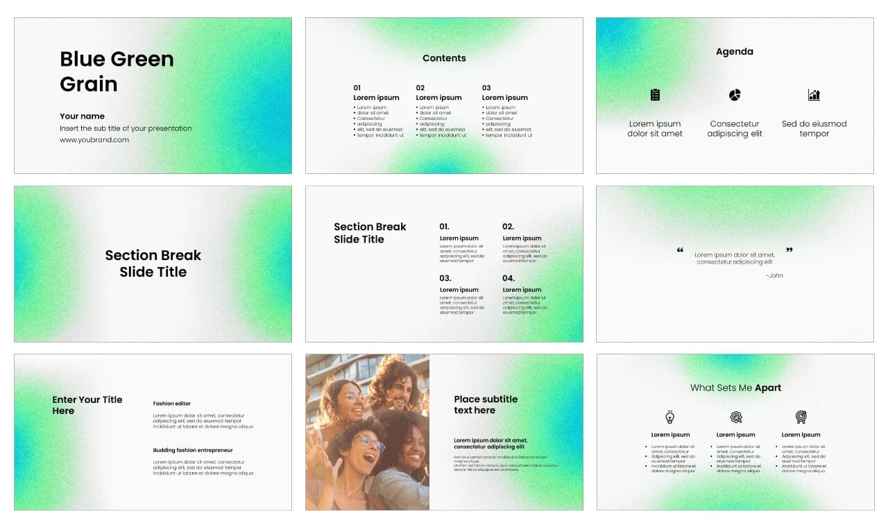 Blue Green Grain Google Slides Themes PowerPoint Templates