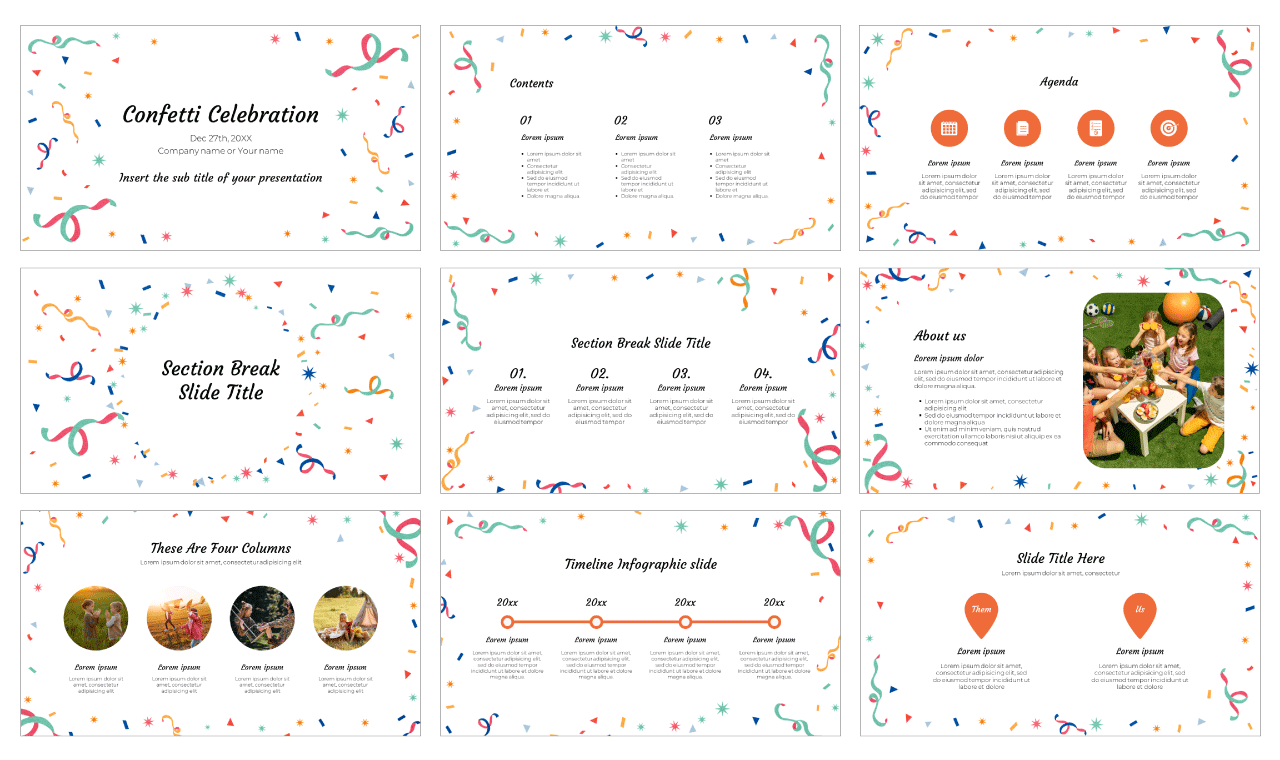 Confetti Celebration Google Slides Theme PowerPoint Template