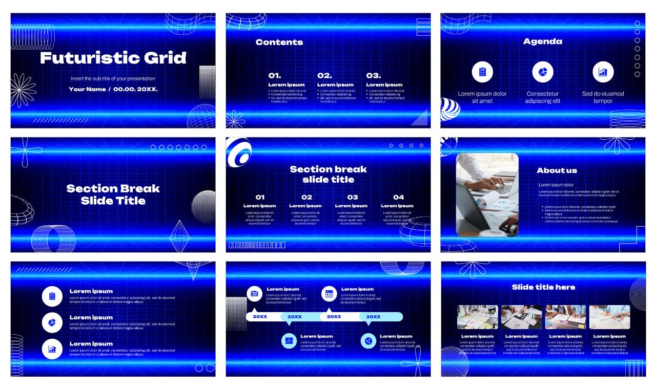 Futuristic Grid Google Slides Themes PowerPoint Templates