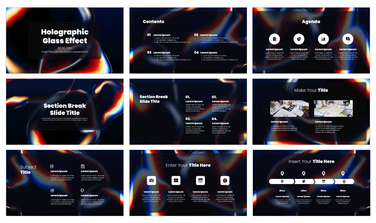 Holographic Glass Effect Google Slides Themes PowerPoint Templates