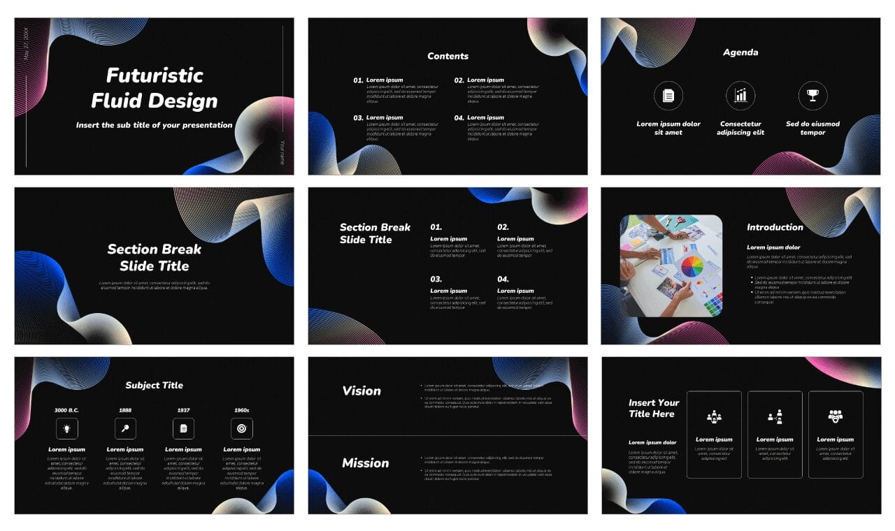 Futuristic Fluid Design Google Slides Themes PowerPoint Templates