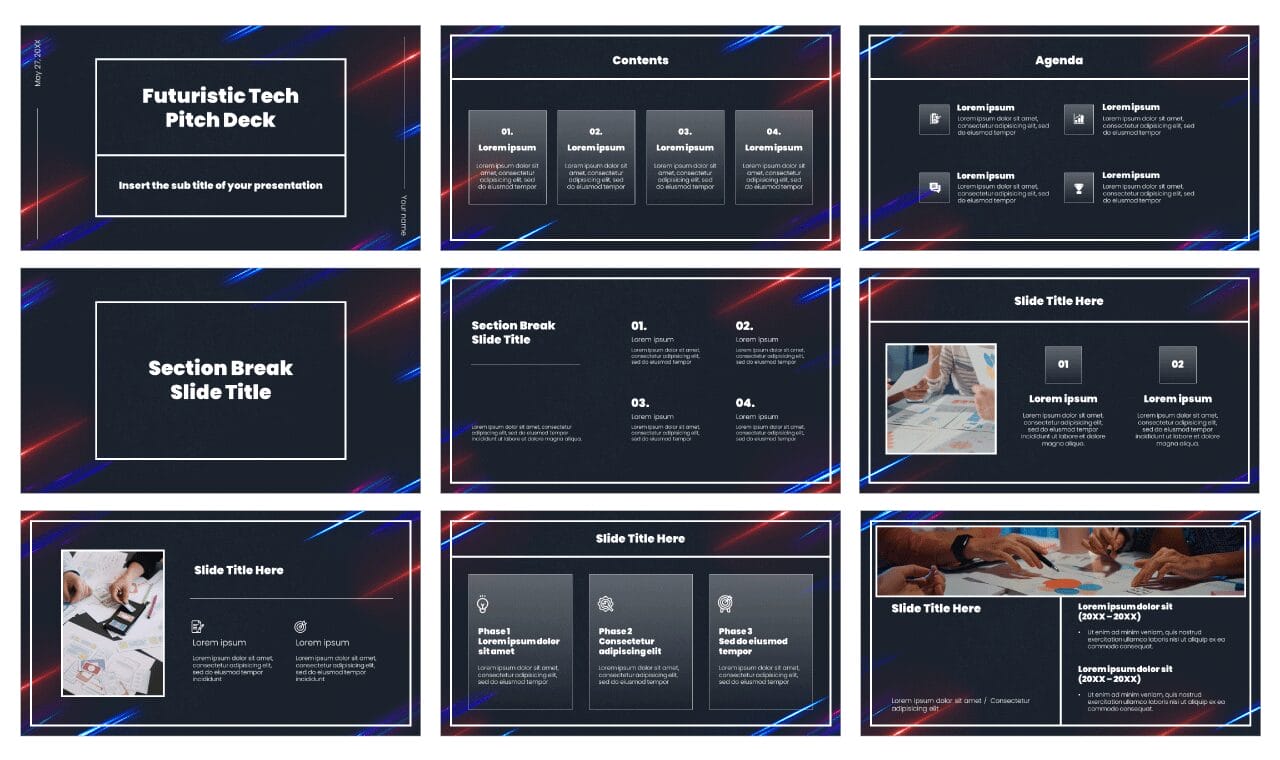 Futuristic Tech Pitch Deck Google Slides Themes PowerPoint Templates