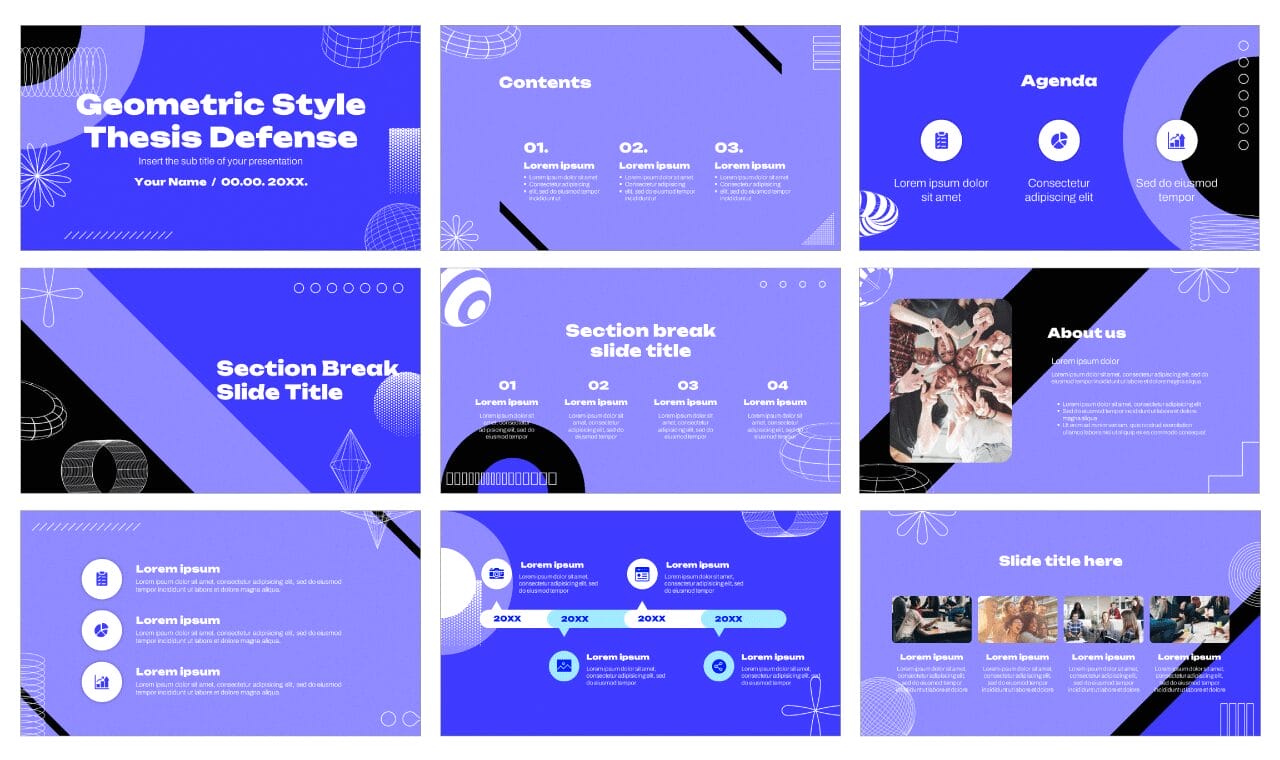 Geometric Style Thesis Defense Google Slides Themes PowerPoint Templates