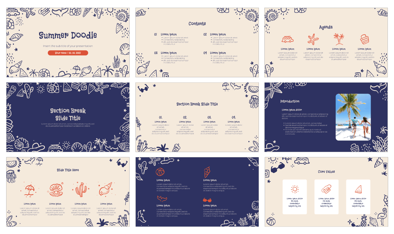 Summer Doodle Google Slides Themes PowerPoint Templates