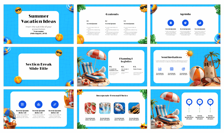 Summer Vacation Ideas Free Google Slides PowerPoint Templates