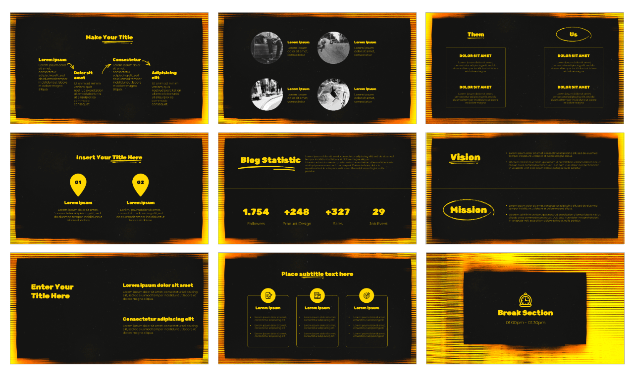 Yellow Line Blur Google Slides Theme PowerPoint Template