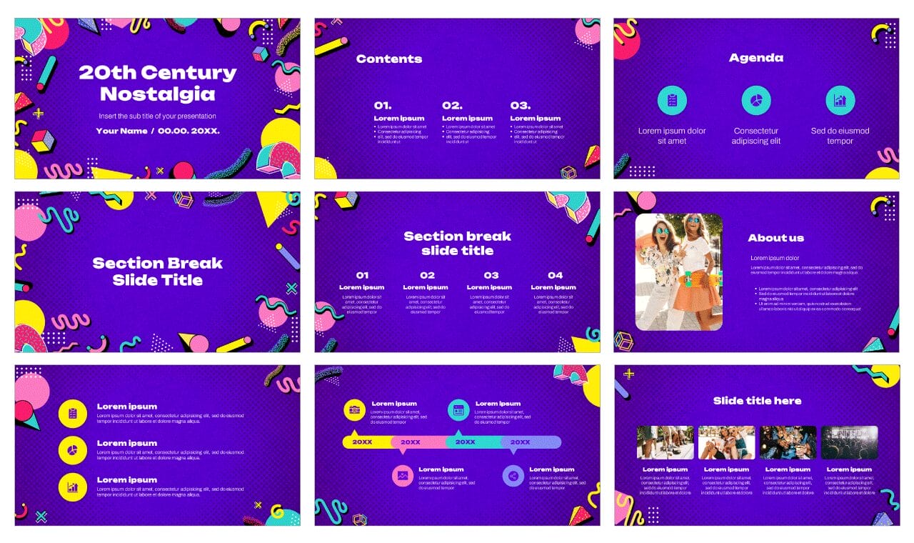 20th Century Nostalgia Google Slides Themes PowerPoint Templates