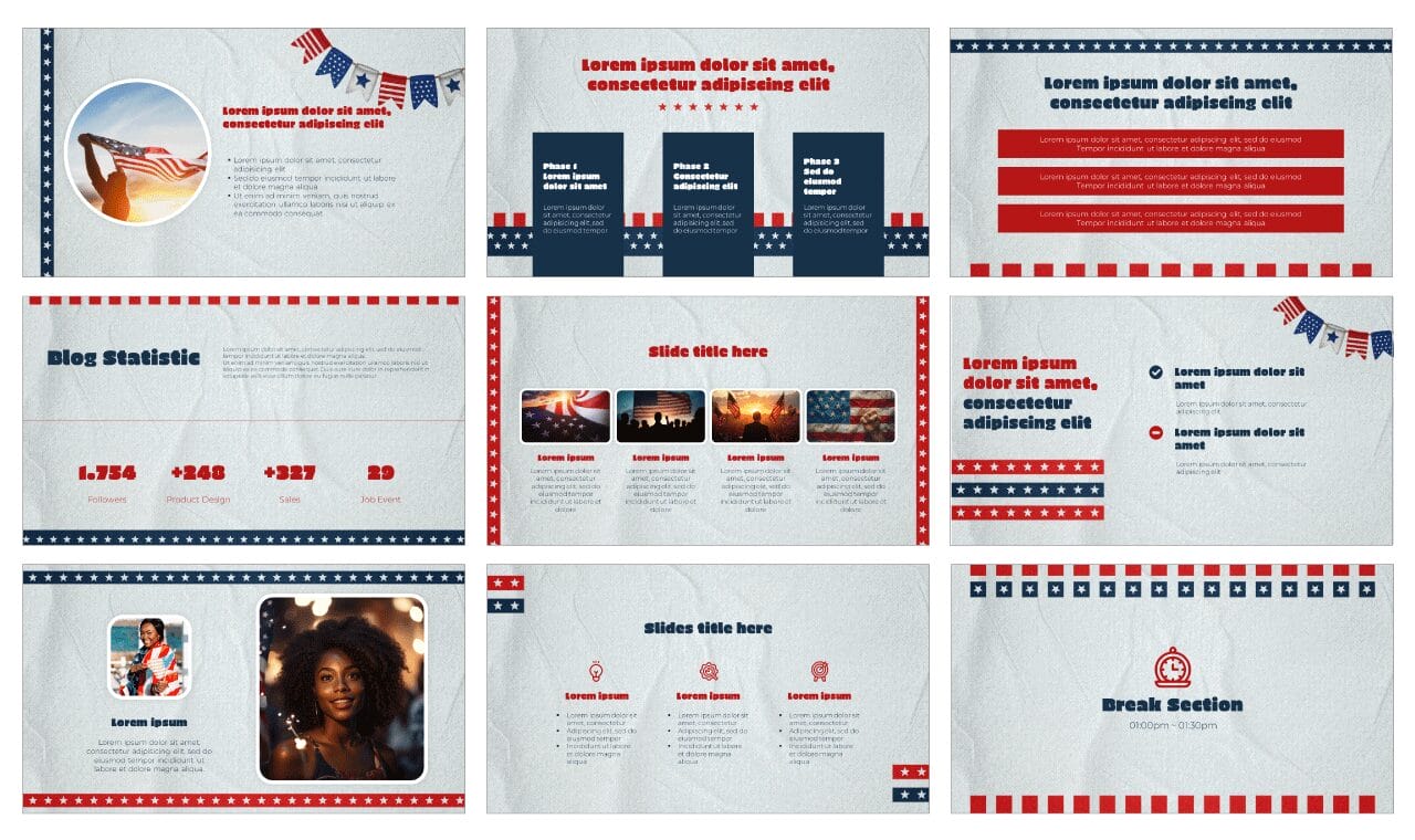 4th of July History Google Slides Theme PowerPoint Template