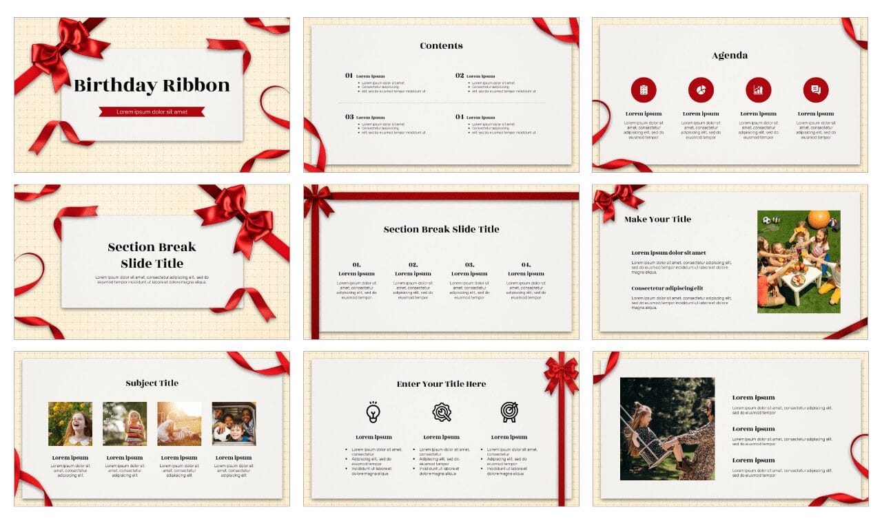 Birthday Ribbon Google Slides Themes PowerPoint Templates