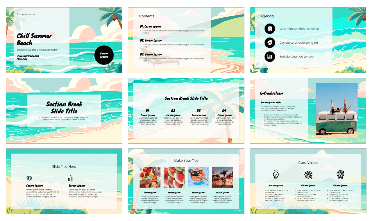 Chill Summer Beach Google Slides Themes PowerPoint Templates