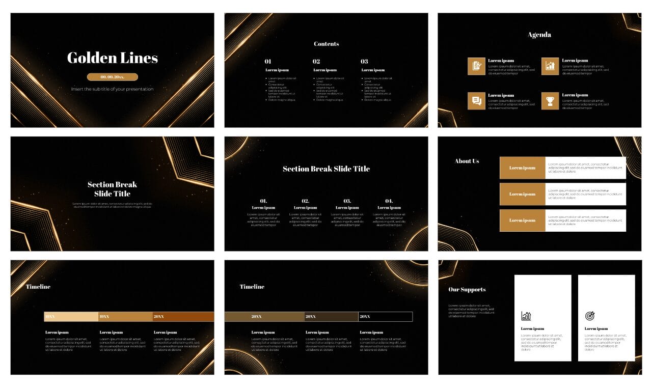 Golden Lines Google Slides Themes PowerPoint Templates